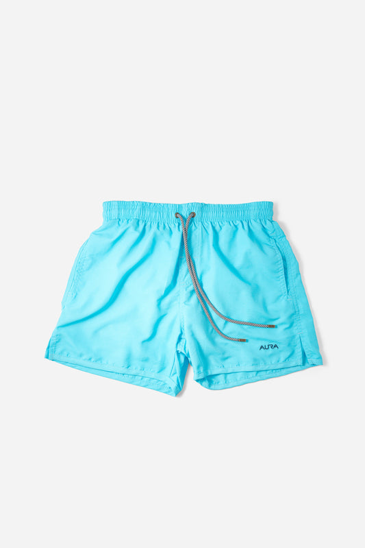 Voyager Swim Shorts in azure blue, front flat lay
