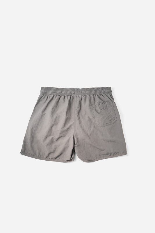 Voyager Swim Shorts in charcoal grey, back flat lay with pocket detail