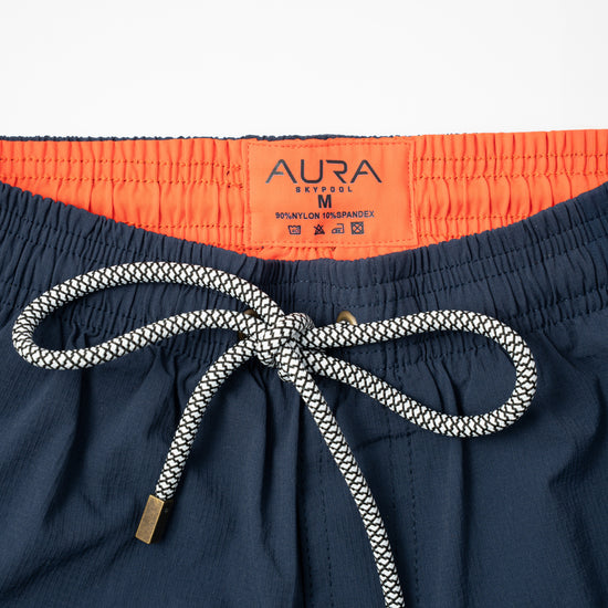 Voyager Swim Shorts in horizon blue, waistband and drawstring detail