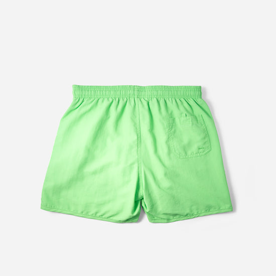 Voyager Swim Shorts in lime green, back flat lay with pocket detail