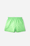 Voyager Swim Shorts in lime green, back flat lay with pocket detail