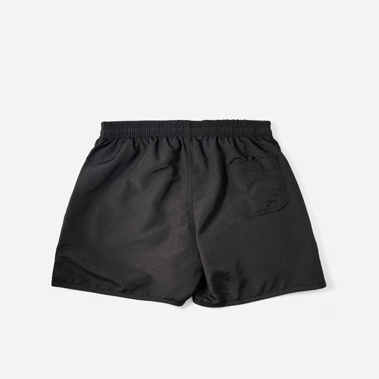 Voyager Swim Shorts in night black, back flat lay with pocket detail
