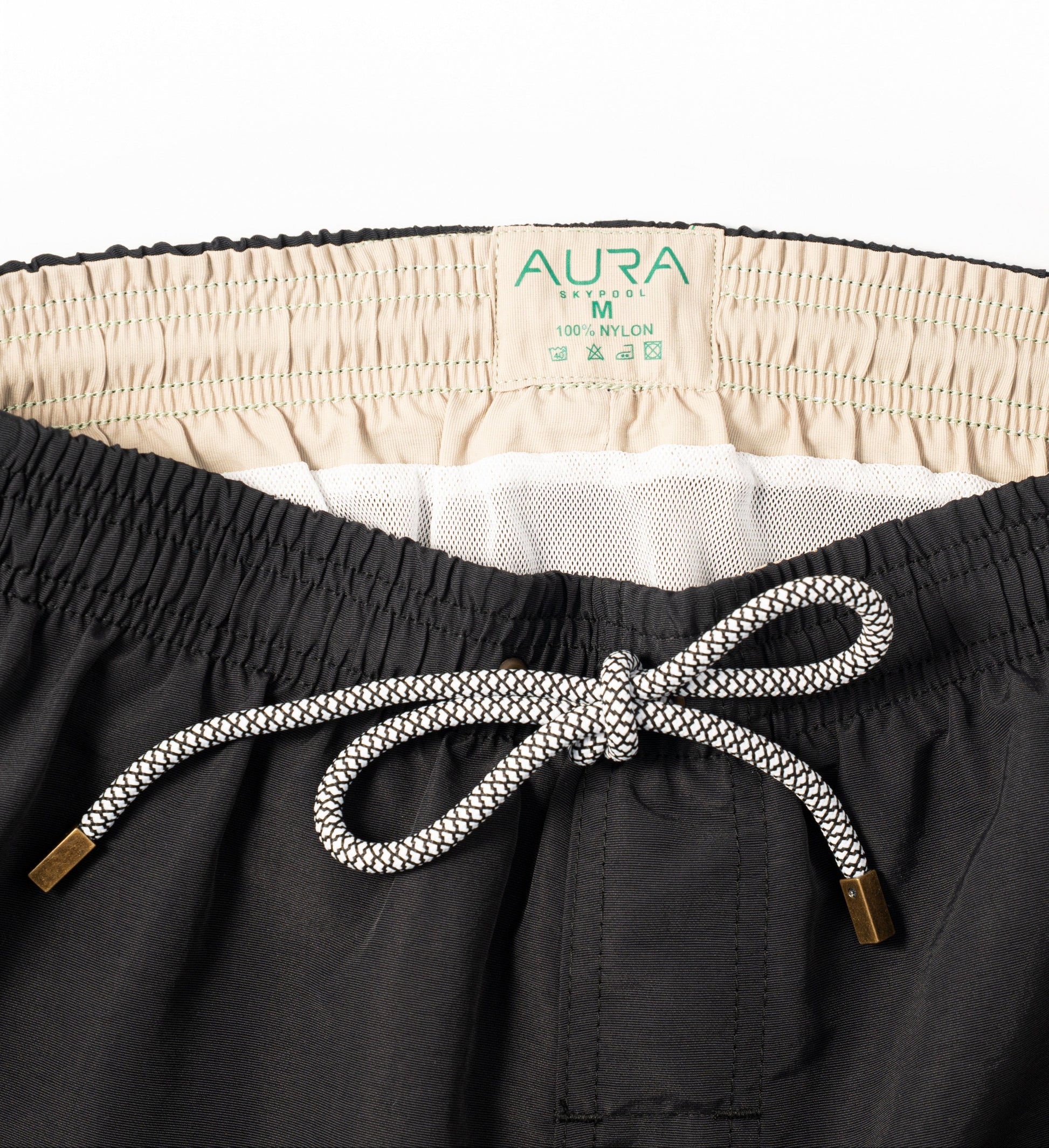 Voyager Swim Shorts in night black, waistband and drawstring detail