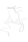 AURA Wanderess bikini top in ice white with tie-neck and tie-back straps
