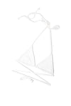 Wanderess ice white bikini top laid flat showing tie fastening