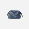 AURA wash bag in horizon blue with leaf-embossed leather and zip pull